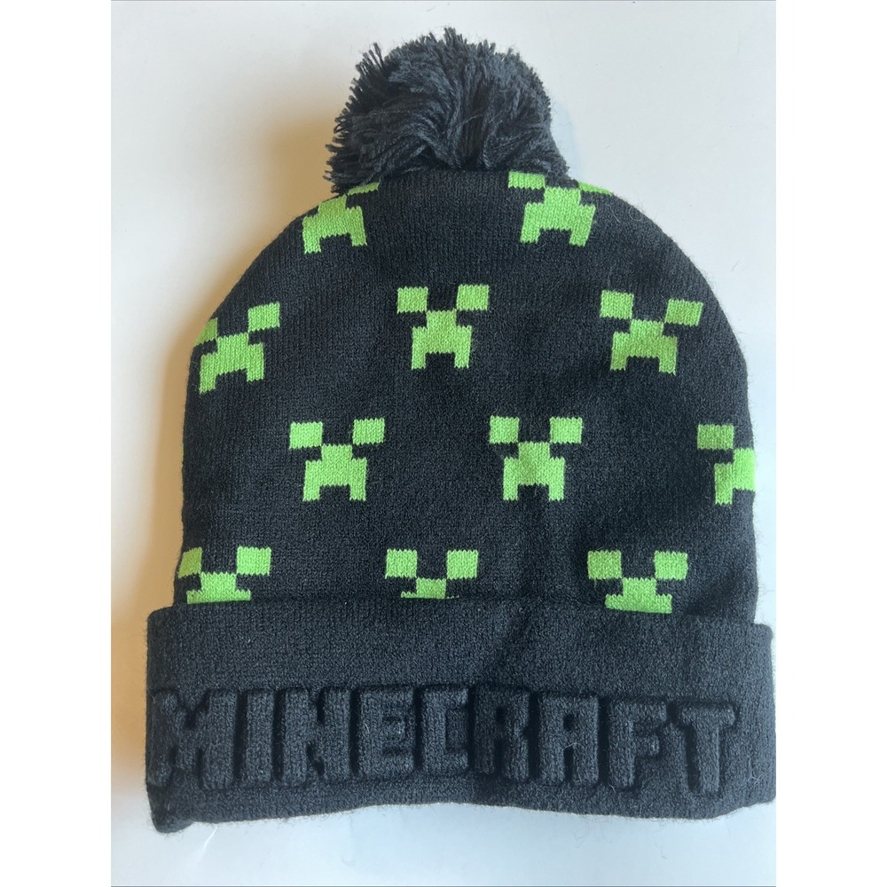 Minecraft Beanie Black With Green